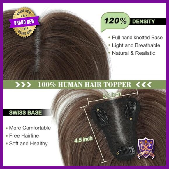 Real Human Hair Topper 28g 10in Glueless Swiss Base for Thinning Hair main image 4
